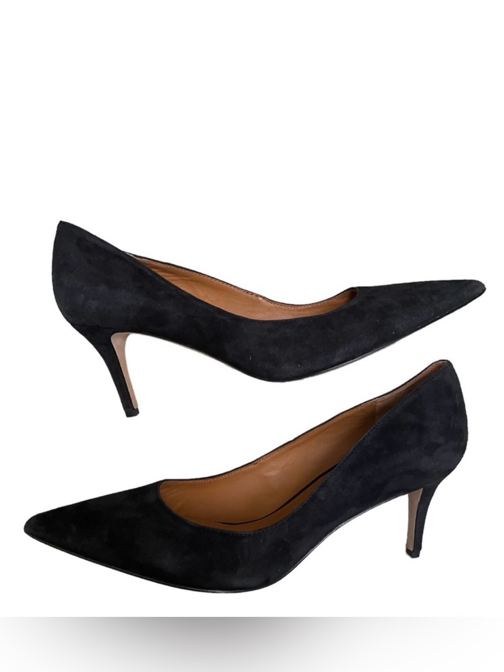 J.McLaughlin Womens Delia Black Suede Pointed Toe Kitten Heels Shoes Sz 8 Chic